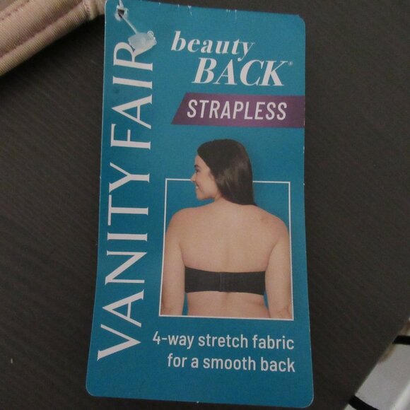 New Vanity Fair Bra 40G Beige Convertible Strapless Beauty Back Smooths No Slip - Picture 5 of 9